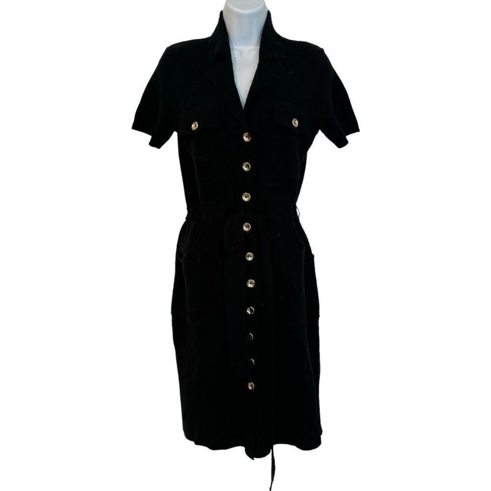 Leslie Fay Black Midi Dress Women’s Size Small